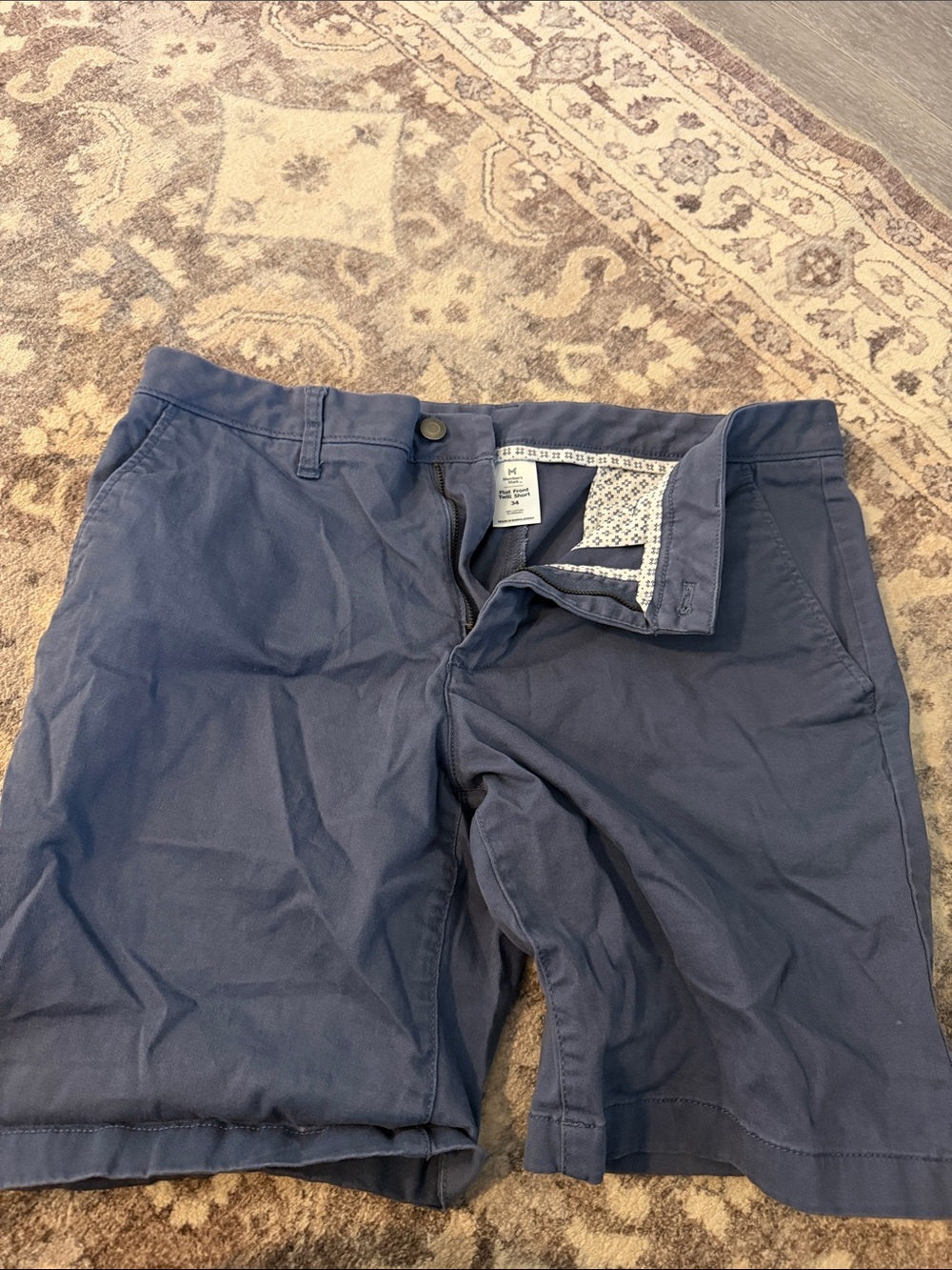 Men's Flat Front Navy Chino Shorts